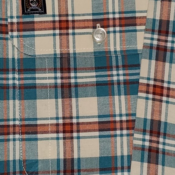 Cinch LS Button Down Shirt,  Size XL Miller Style M-107840, Teal/CreamPlai - Picture 5 of 8